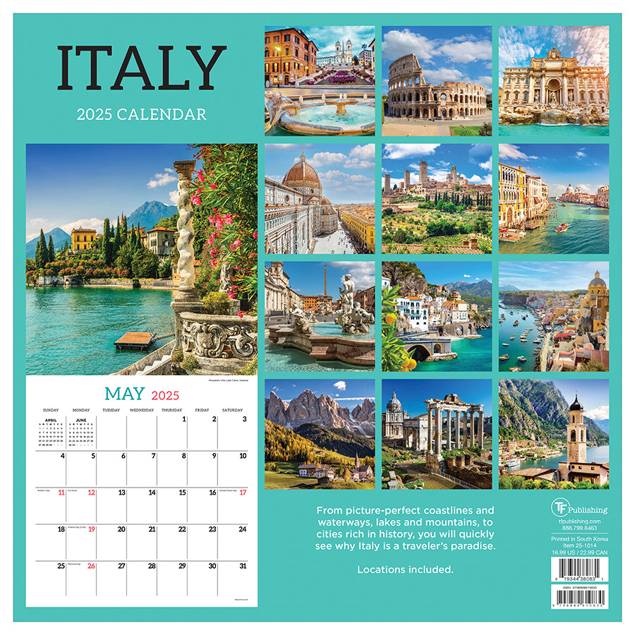 Wall Calendar 2025 Italy