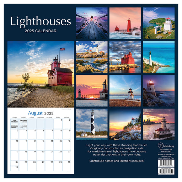 **FINAL SALE** 2025 Lighthouses Wall Calendar TF Publishing