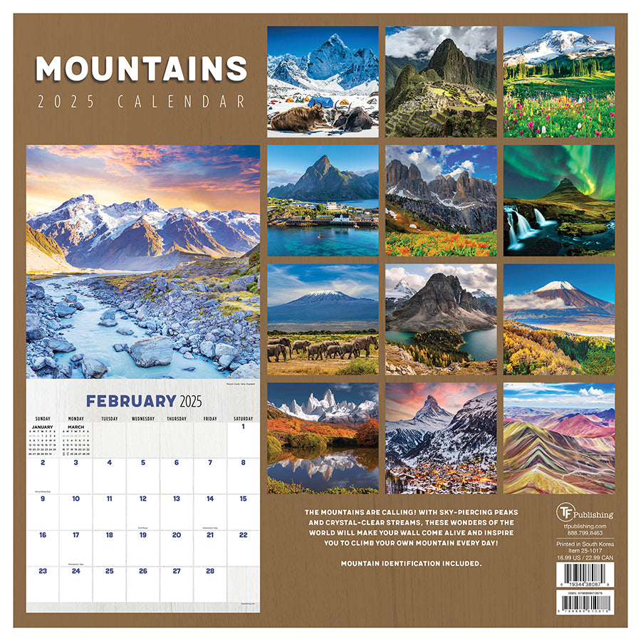 **FINAL SALE** 2025 Mountains Wall Calendar TF Publishing Calendars
