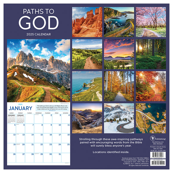 2025 Paths to God Wall Calendar TF Publishing Calendars + Planners