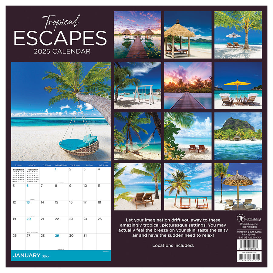 Tropical Escapes Wall Calendar 2025