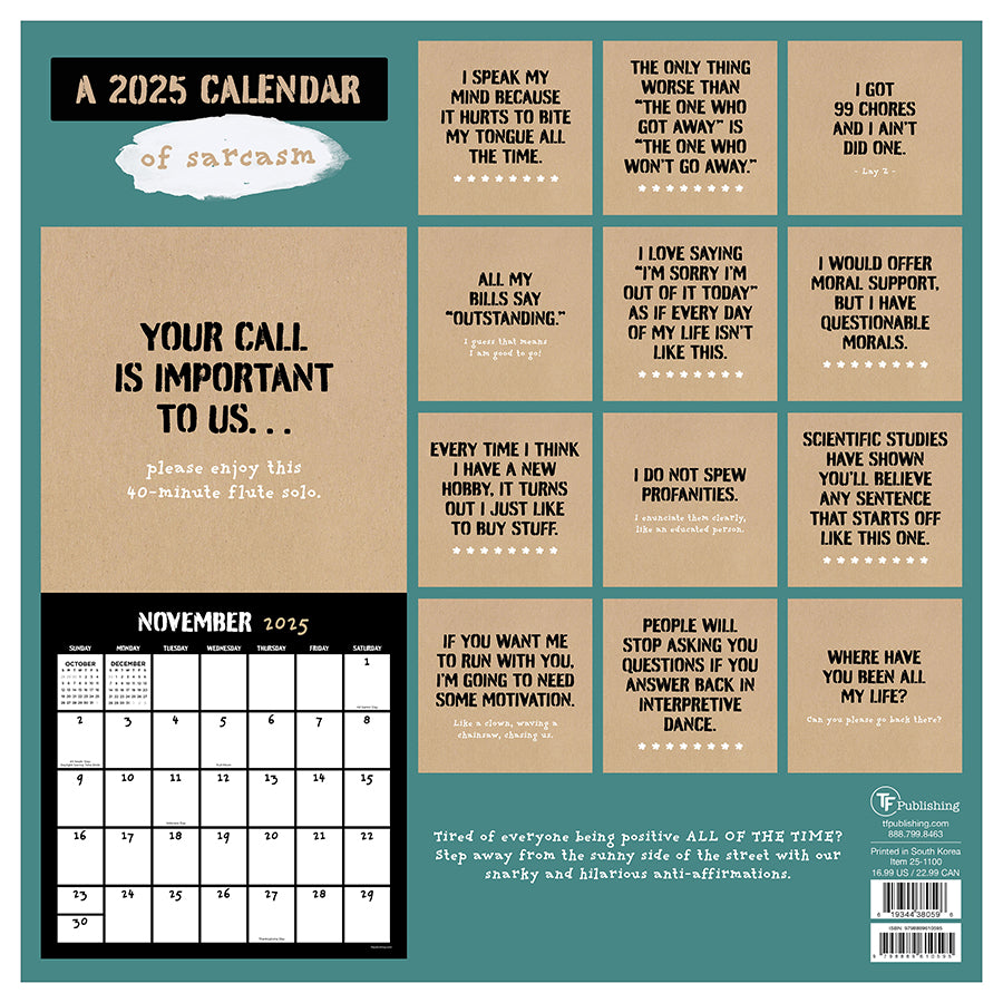 2025 AntiAffirmations Wall Calendar TF Publishing Calendars