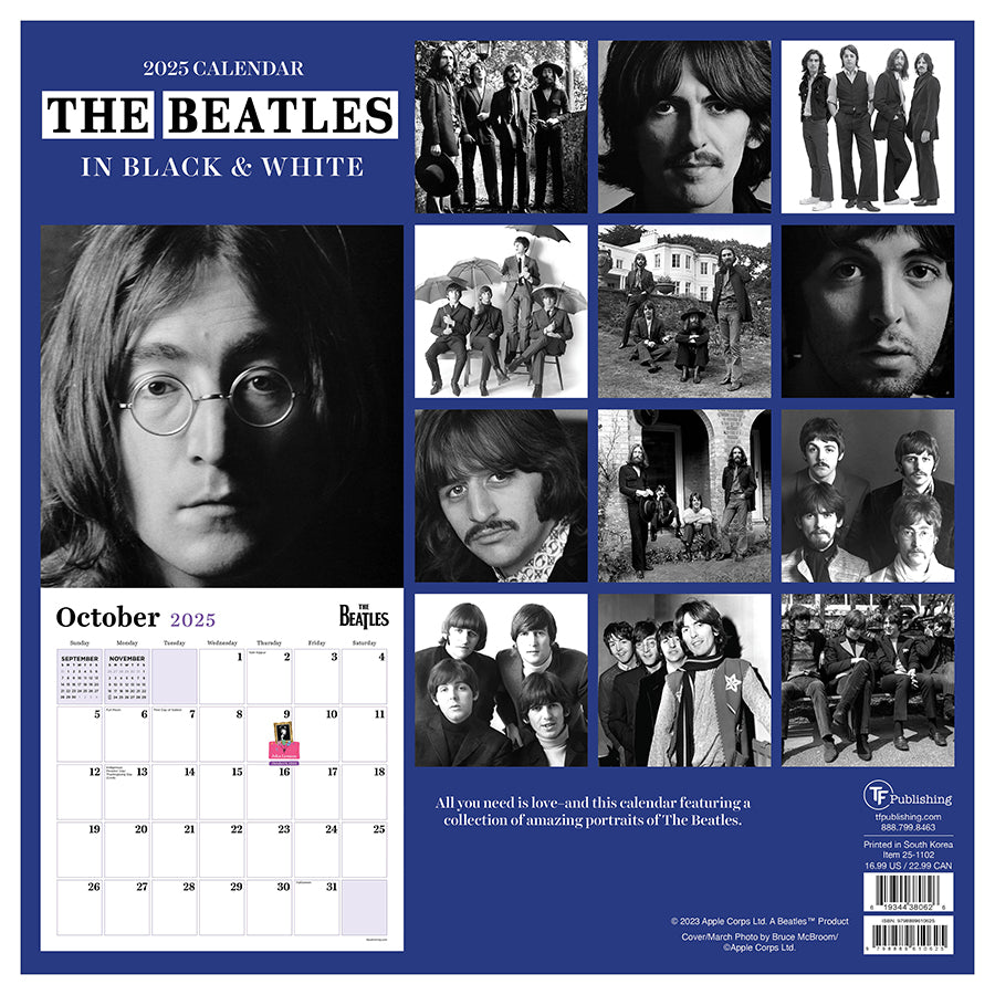 2025 The Beatles In Black & White Wall Calendar TF Publishing The New 2025 The Beatles Calendar For Sale Amazon