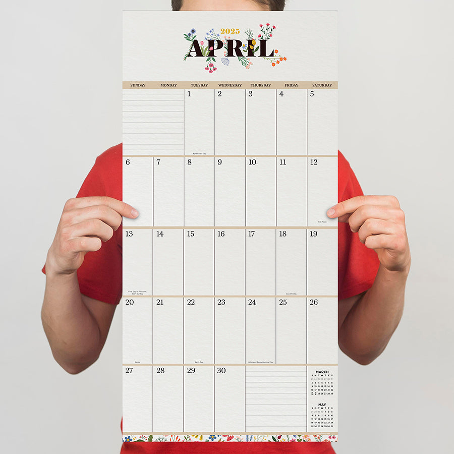 **FINAL SALE** 2025 Big Grid-Floral Wall Calendar