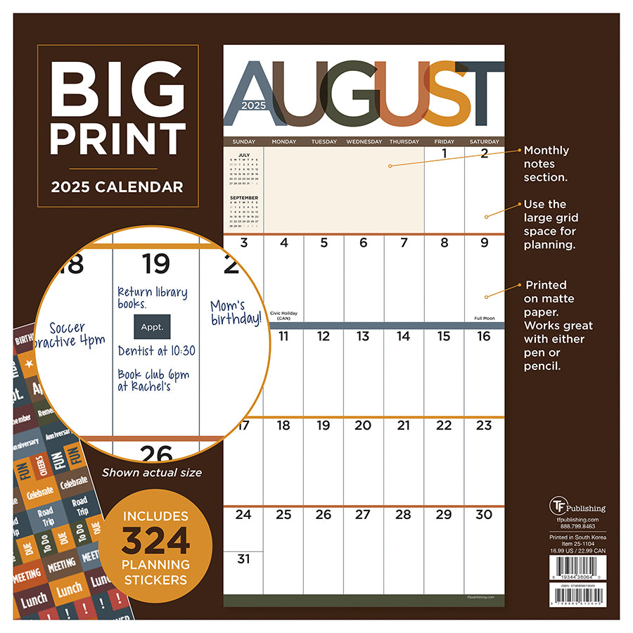 2025 Big Print Wall Calendar | TF Publishing | Calendars + Planners - Journals + Stationery 2025-big-print-wall-calendar-tf-publishing-calendars-planners-journals-stationery
