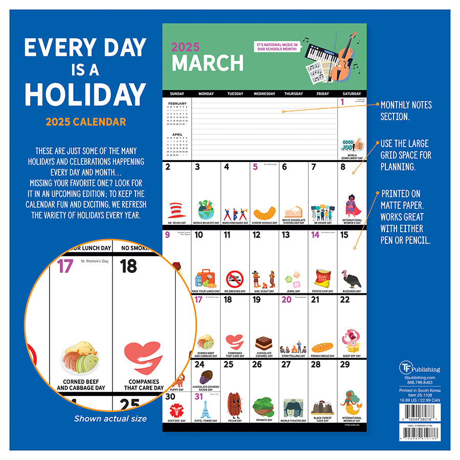 **FINAL SALE** 2025 Every Day's A Holiday Wall Calendar