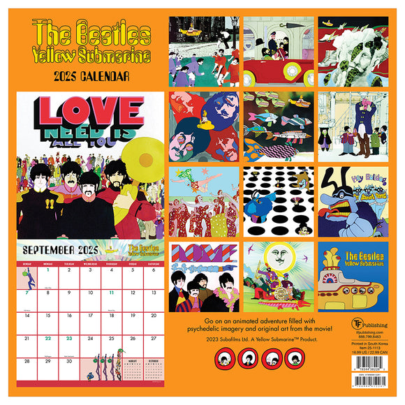 2025 The Beatles Yellow Submarine Wall Calendar TF Publishing Beatles 2025 Wall Calendar
