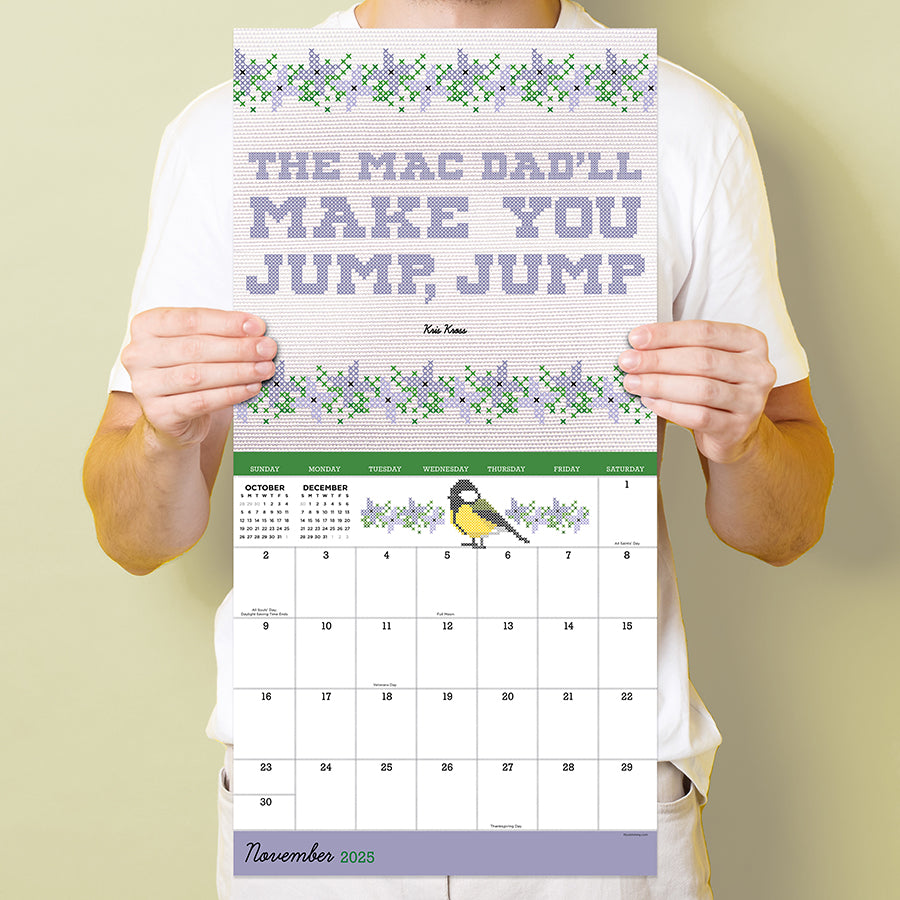 **FINAL SALE** 2025 Cross Stitch Lyrics Wall Calendar