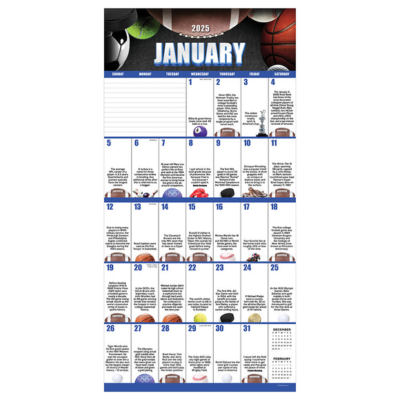 2025 Sports Facts & Trivia Wall Calendar TF Publishing Calendars