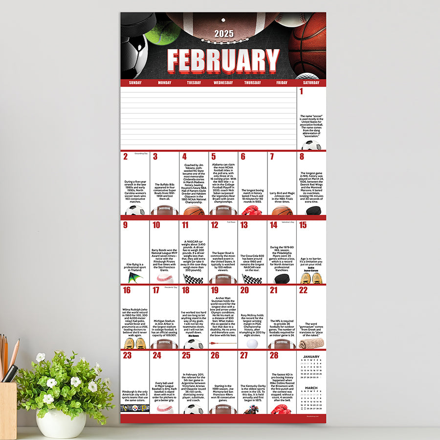 **FINAL SALE** 2025 Sports Facts & Trivia Wall Calendar