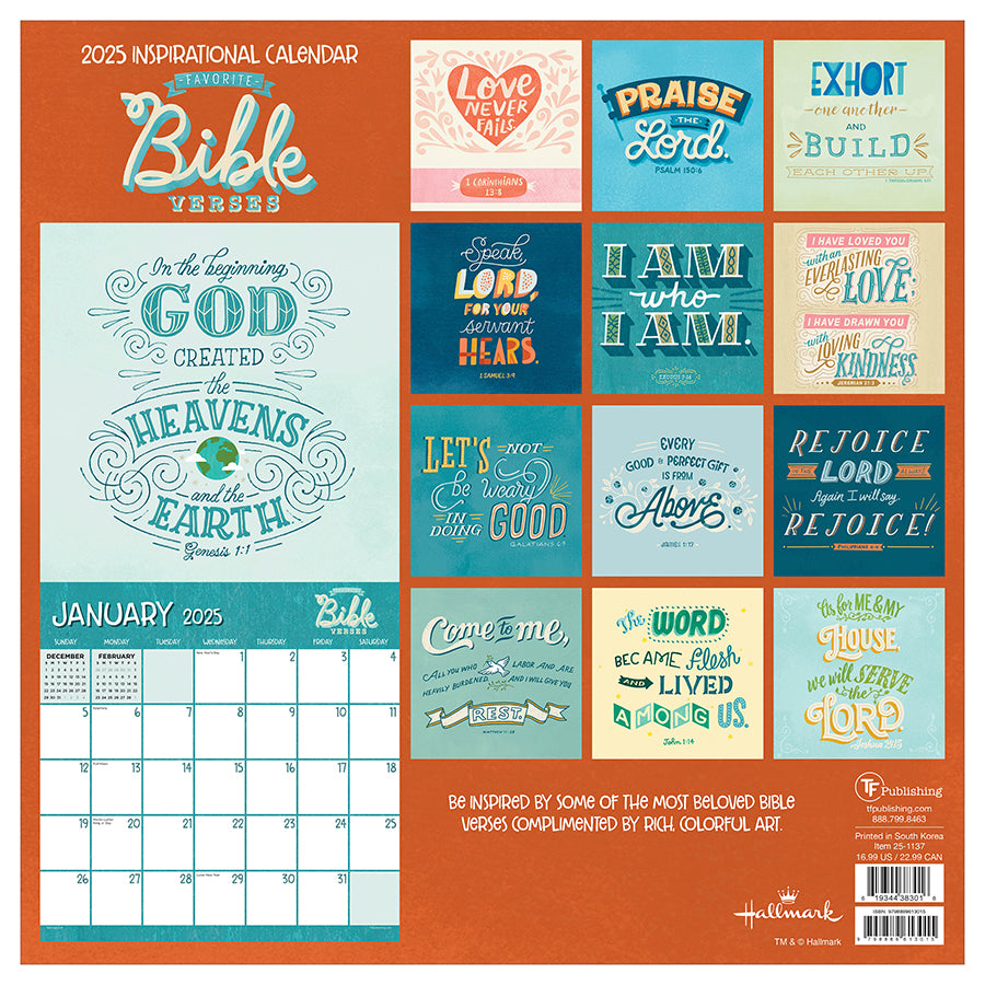 2025 Bible Verses Wall Calendar TF Publishing Calendars + Planners Christian Calendar 2025 With Bible Verses