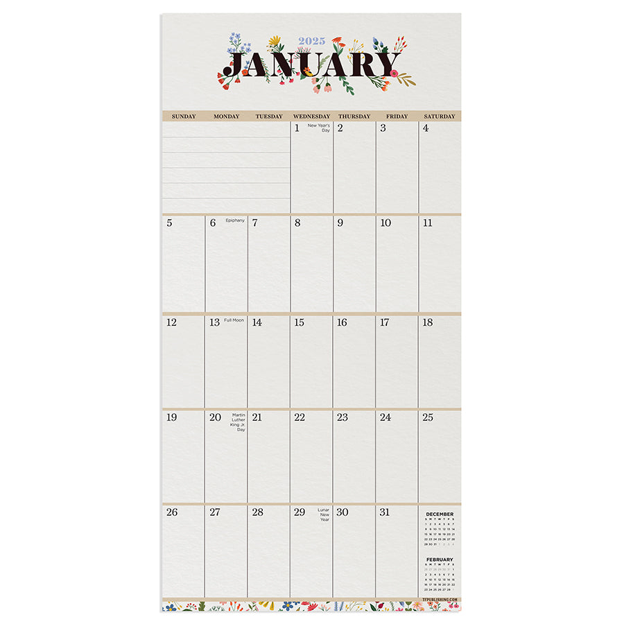 **FINAL SALE** 2025 Big Grid-Floral Mini Calendar - 0