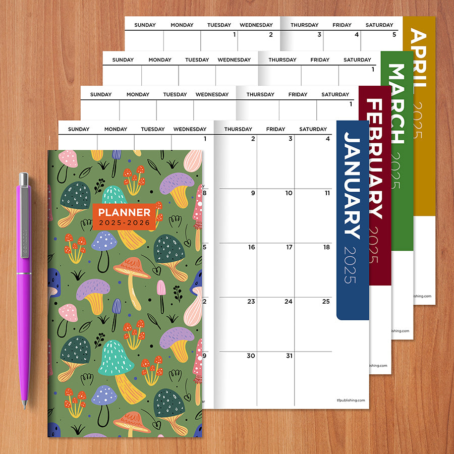 **FINAL SALE** 20252026 Mushroom Patch Small Monthly Pocket Planner