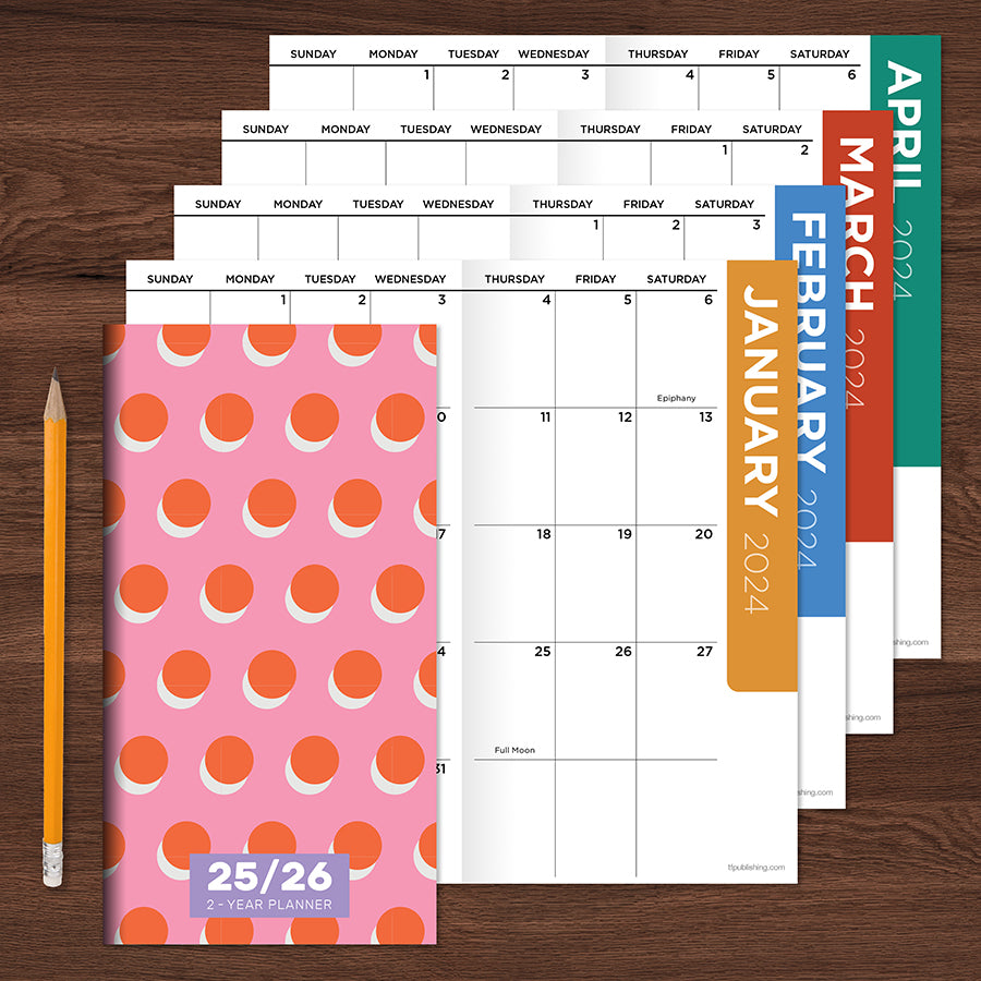 **FINAL SALE** 2025-2026 Pink Orange Crush Small Monthly Pocket Planner