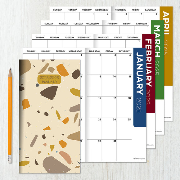 2025 2026 terrazzo small monthly pocket planner tf publishing