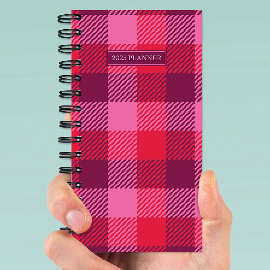 **FINAL SALE**  Pink Plaid Small Weekly Monthly Planner
