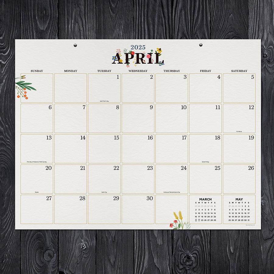 2025 Floral Large Desk Pad Monthly Blotter Calendar TF Publishing