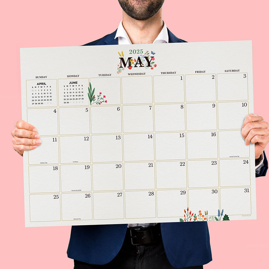 **FINAL SALE** 2025 Floral Large Desk Pad Monthly Blotter Calendar