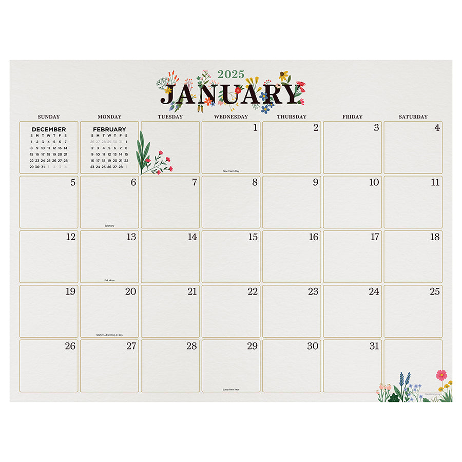 **FINAL SALE** 2025 Floral Large Desk Pad Monthly Blotter Calendar