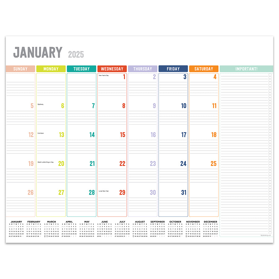 2025 Rainbow Blocks Large Desk Pad Monthly Blotter Calendar | TF Publishing | Calendars + Planners - Journals + Stationery 2025-rainbow-blocks-large-desk-pad-monthly-blotter-calendar-tf-publishing-calendars-planners-journals-stationery