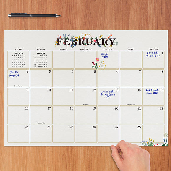 2025 Floral Medium Desk Pad Monthly Blotter Calendar TF Publishing