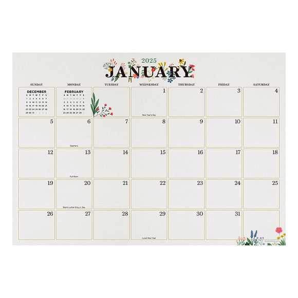 2025 Floral Medium Desk Pad Monthly Blotter Calendar TF Publishing