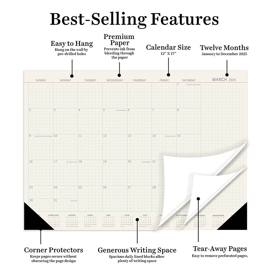 **FINAL SALE** 2025 Vintage Professional Medium Desk Pad Monthly Blotter Calendar