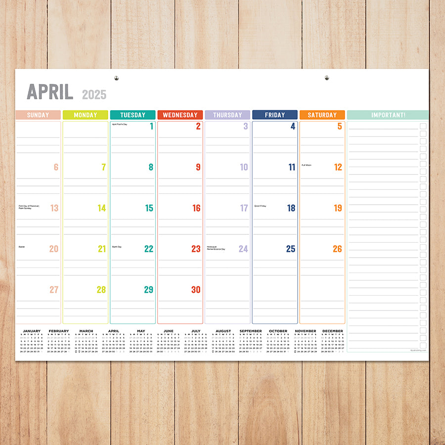 **FINAL SALE** 2025 Rainbow Blocks Medium Desk Pad Monthly Blotter Calendar