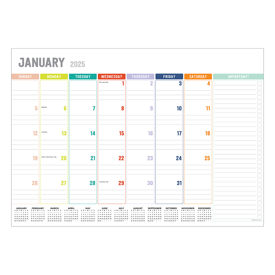 **FINAL SALE** 2025 Rainbow Blocks Medium Desk Pad Monthly Blotter Calendar