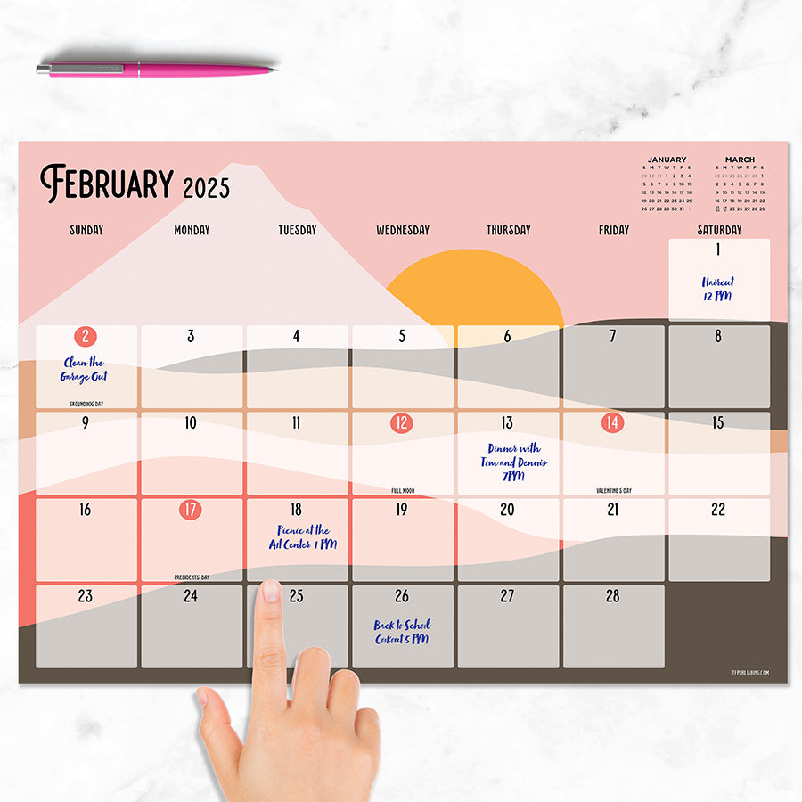 2025 Landscapes Medium Desk Pad Monthly Blotter Calendar TF