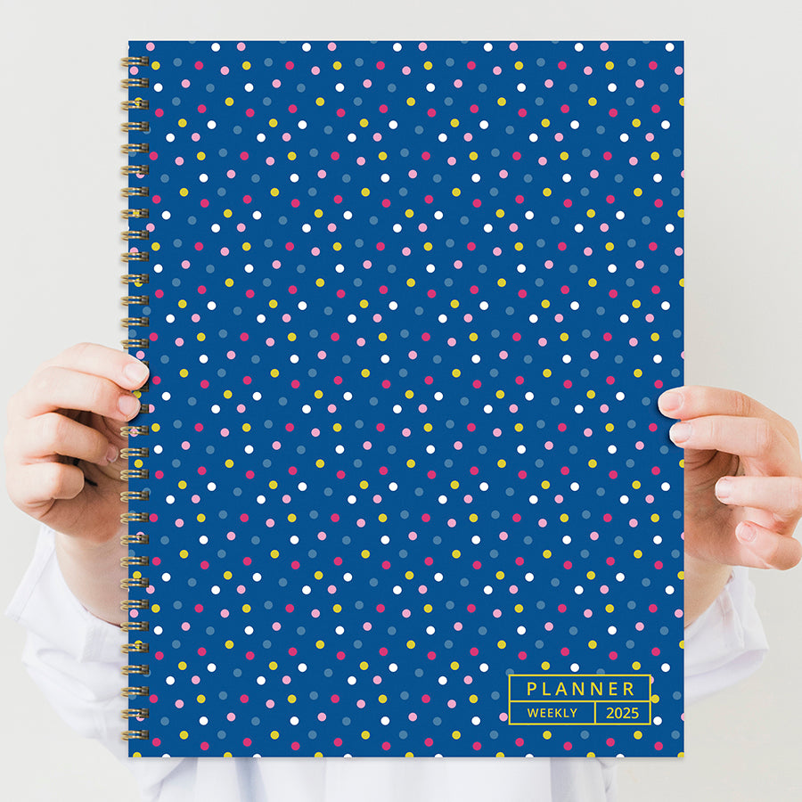 **FINAL SALE** 2025 Cobalt Dots Large Weekly Monthly Planner