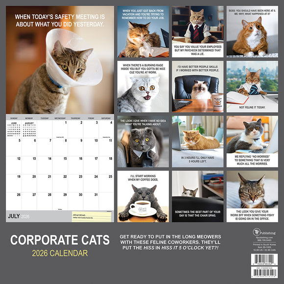 2026 Corporate Cats Wall Calendar