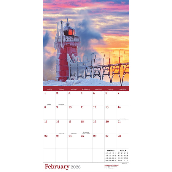 2026 Lighthouses Wall Calendar