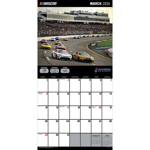 2026 Nascar Tracks Wall Calendar