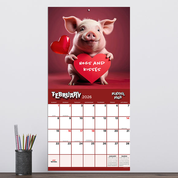2026 Playful Pigs Wall Calendar
