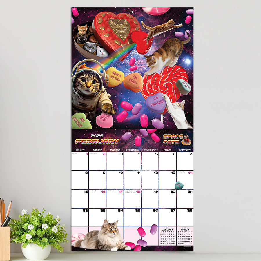 2026 Space Cats Wall Calendar