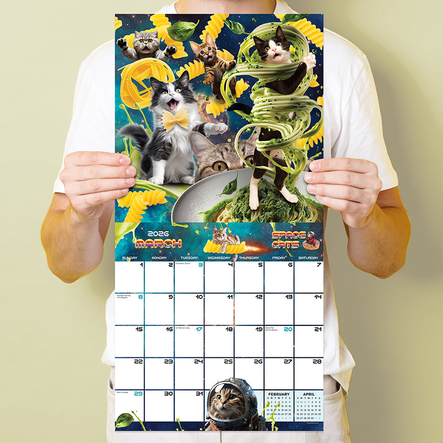 2026 Space Cats Wall Calendar - 0