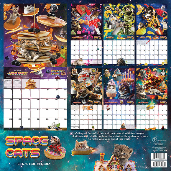 2026 Space Cats Wall Calendar
