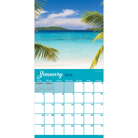 2026 Tropical Beaches Wall Calendar