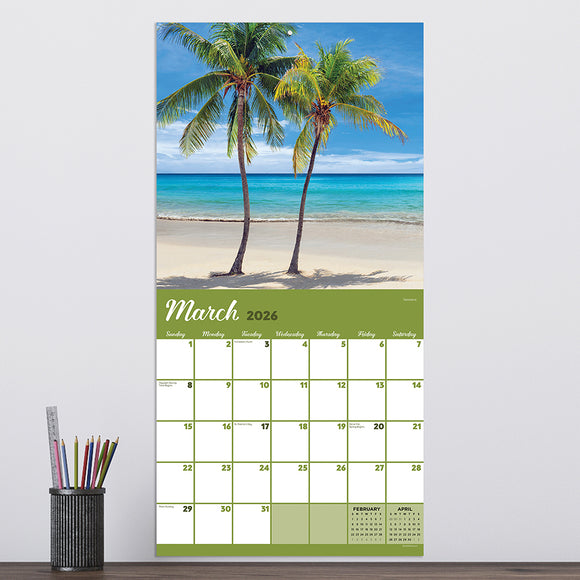 2026 Tropical Beaches Wall Calendar