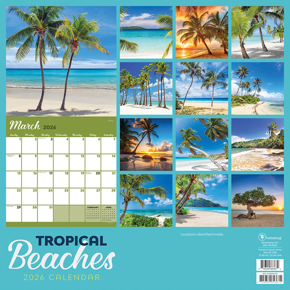2026 Tropical Beaches Wall Calendar