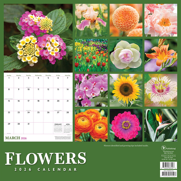 2026 Flowers Wall Calendar