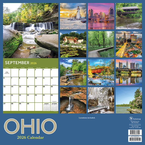 2026 Ohio Wall Calendar