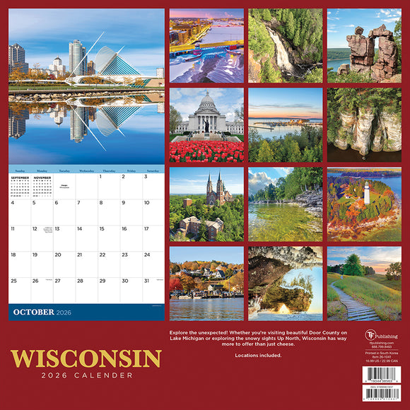 2026 Wisconsin Wall Calendar