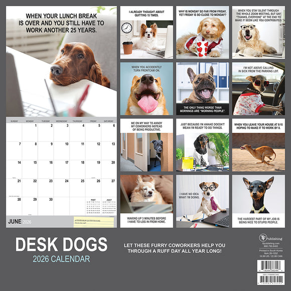 2026 Desk Dogs Wall Calendar