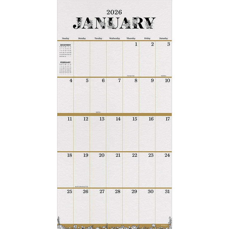 2026 Big Grid-Floral Wall Calendar