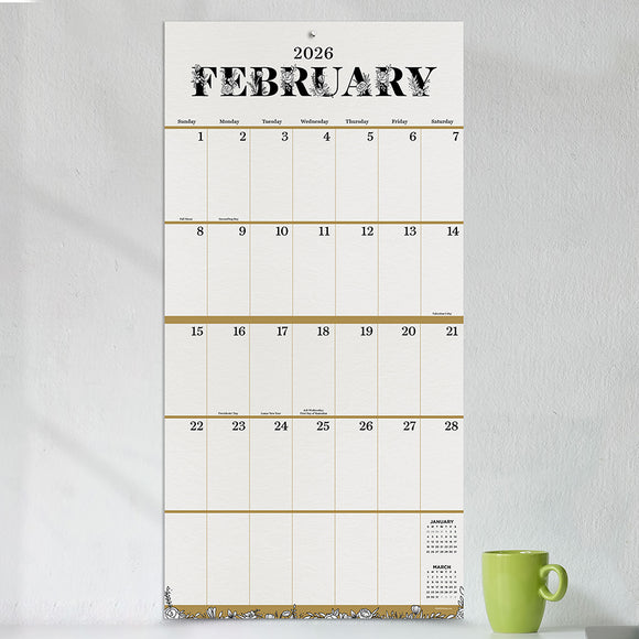 2026 Big Grid-Floral Wall Calendar