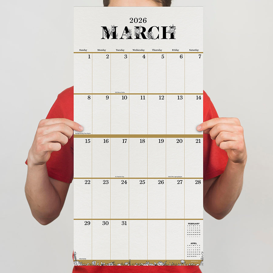 TF Publishing 2026 Weather Wall Calendar - Large Grids For