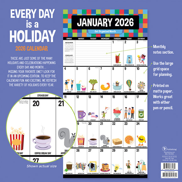 2026 Every Day's A Holiday Wall Calendar