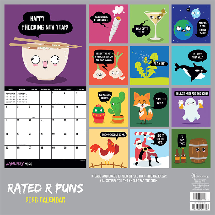 2026 Rated R Puns Wall Calendar